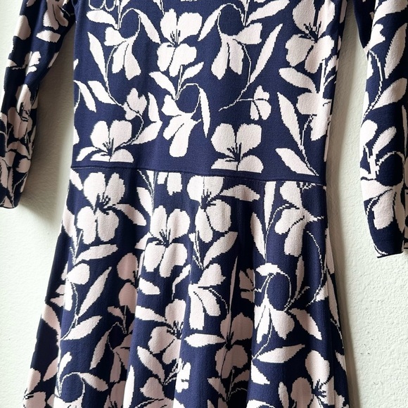 Eliza J Navy and Pink Floral Fit and Flare Knit Sweater Dress Sz S - Picture 6 of 15